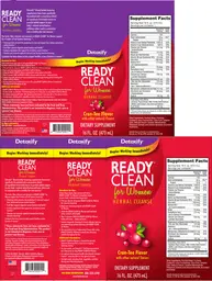 Label for Ready Clean For Women Herbal Cleanse Cran-Tea Flavor