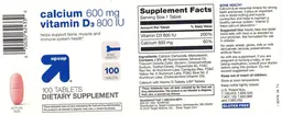 Label for Calcium 600 mg Vitamin D3 800 IU