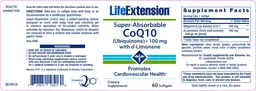 Label for Super-Absorbable CoQ10 (Ubiquinon) 100 mg With D-Limonene