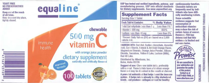 Label for Chewable Vitamin C 500 mg