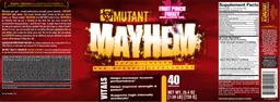 Label for Mayhem Fruit Punch Frenzy