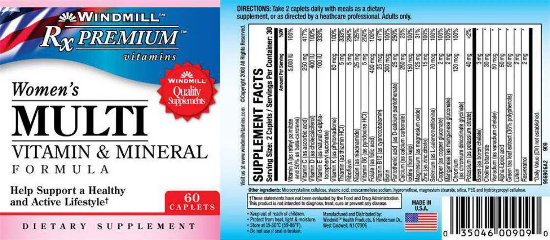 Label for Women's Multi Vitamin & Mineral Formula