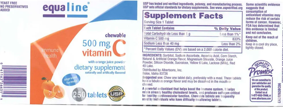 Label for Chewable Vitamin C 500 mg