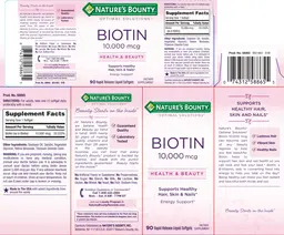 Label for Biotin 10,000 mcg
