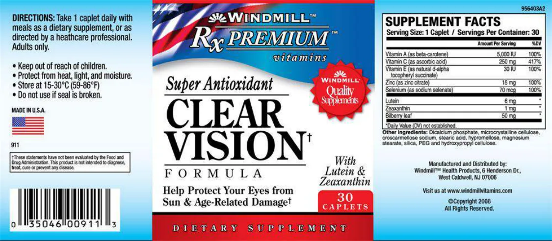 Label for Clear Vision Formula