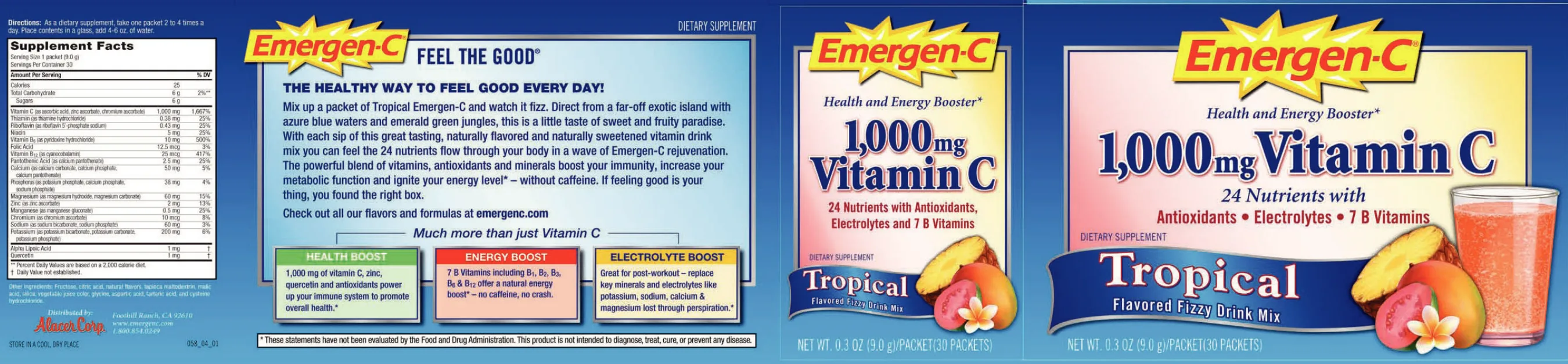Label for 1,000 mg Vitamin C Tropical