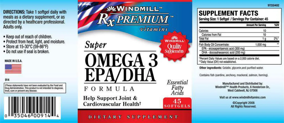 Label for Super Omega 3 EPA/DHA Formula