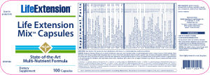 Label for Life Extenstion Mix Capsules