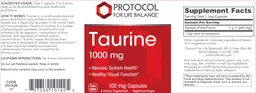 Label for Taurine 1000 mg