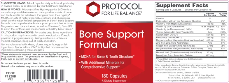 Label for Bone Support Formula