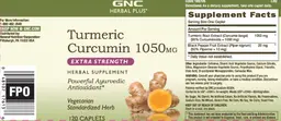 Label for Turmeric Curcumin 1050 mg Extra Strength