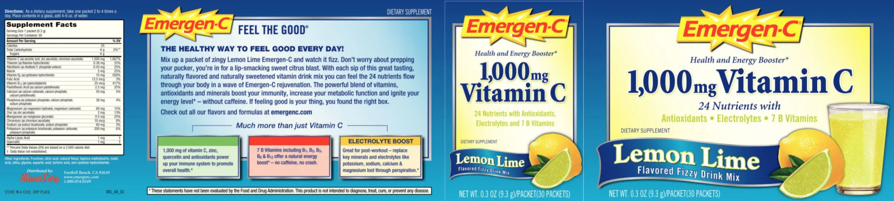 Label for 1,000 mg Vitamin C Lemon Lime