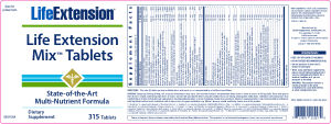 Label for Life Extenstion Mix Tablets