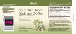 Velerian Root Extract 500 mg