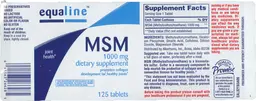 Label for MSM 1000 mg