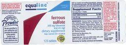 Label for Ferrous Sulfate Elemental Iron 65 mg