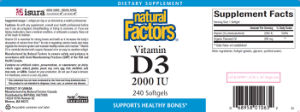 Label for Vitamin D3 2000 IU