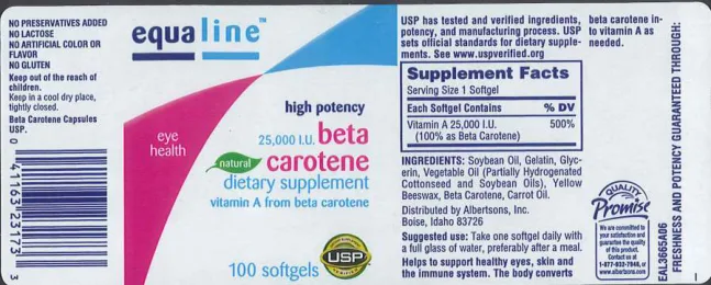 Label for High Potency 25,000 IU Beta Carotene