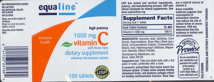 Label for High Potency 1000 mg Vitamin C with Rose Hips
