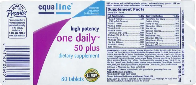 Label for One Daily 50 Plus