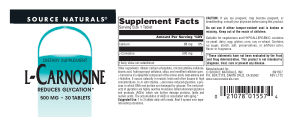 Label for L-Carnosine 500 mg