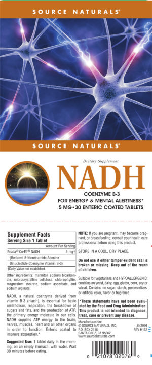 Label for NADH Coenzyme B-3 5 mg
