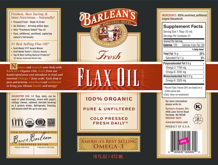 Label for Flax Oil 16 oz.