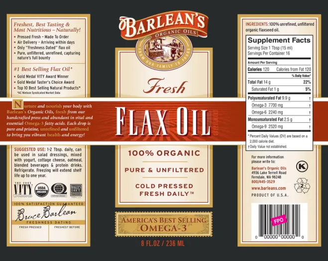 Label for Flax Oil 8 oz.