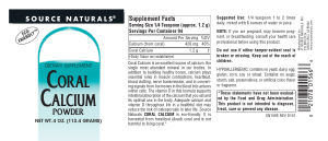 Label for Coral Calcium Powder