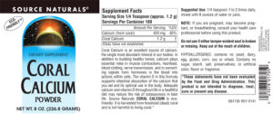 Label for Coral Calcium Powder