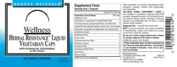 Label for Herbal Resistance Liquid Vegetarian Caps