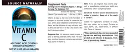 Label for Vitamin C