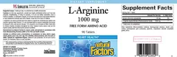 Label for L-Arginine 1000 mg