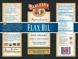 Label for Highest Lignan Content Flax Oil