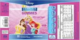 Label for Disney Complete Multi-Vitamin Gummies