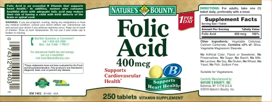 Label for Folic Acid 400 mcg