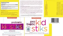 Label for Probiotic Kidstiks Unflavored