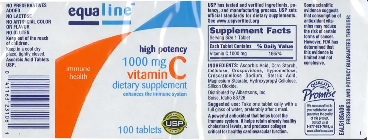 Label for High Potency 1000 mg Vitamin C