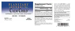 Label for Calm Child 440 mg