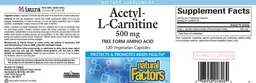 Label for Acetyl- L-Carnitine 500 mg