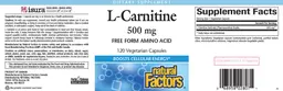 Label for L-Carnitine 500 mg