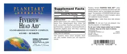 Label for Feverfew Head Aid 615 mg