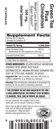 Label for Green Tea Plus Cinnamon 500 mg