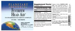 Label for Feverfew Head Aid 615 mg