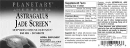 Label for Astragalus Jade Screen 850 mg