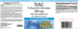 Label for NAC N-Acetyl-L-Cysteine 600 mg