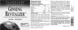 Label for Ginseng Revitalizer 964 mg
