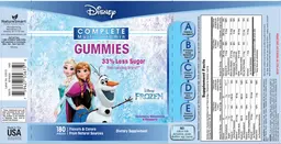Label for Disney Frozen Complete Multi-Vitamin Gummies
