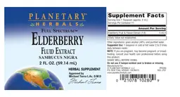 Label for Full Spectrum Elderberry Fluid Extract