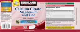 Label for Calcium Citrate Magnesium and Zinc